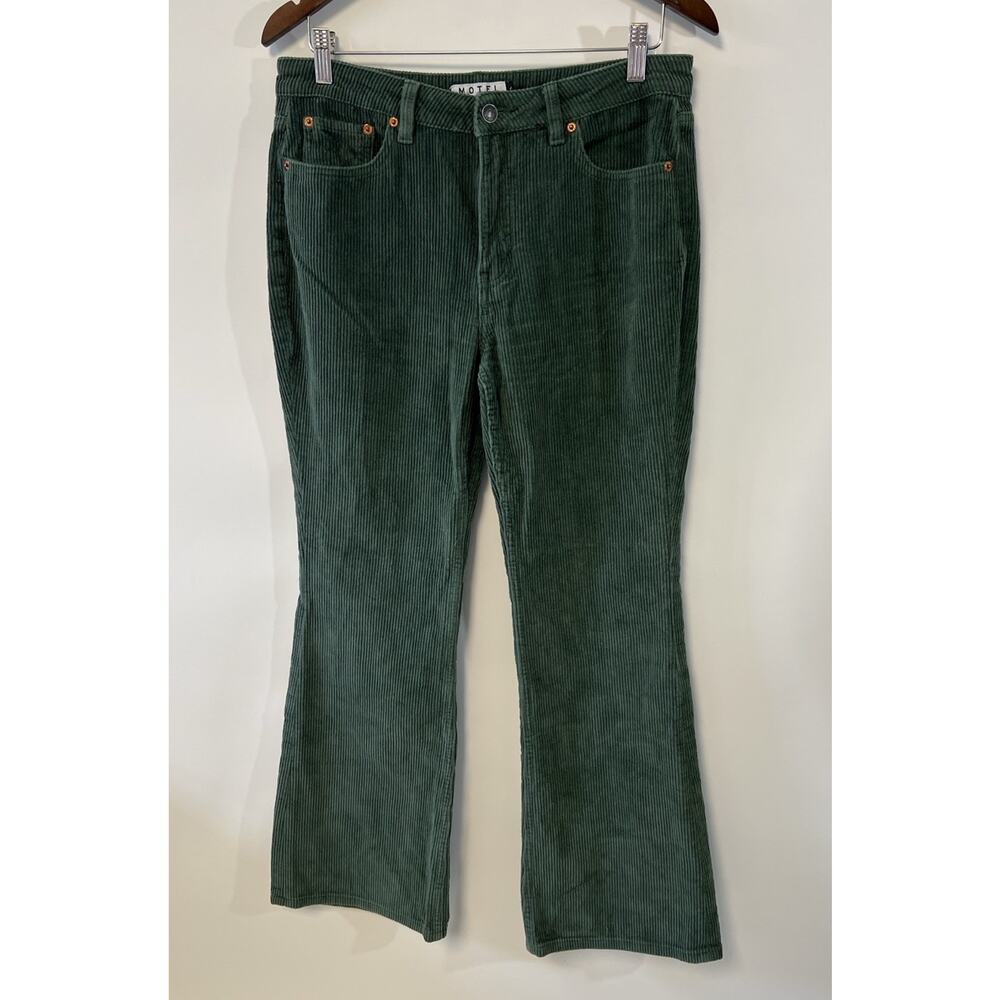 Motel Denim Women’s Corduroy Flare Pants‎ Green Large 32x30.5 Retro 70s Boho Y2K